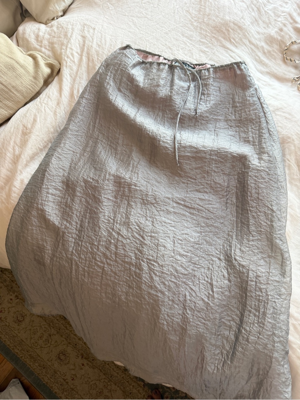 Lightweight Crinkle Maxi Skirt in Silver